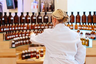 Chemist working in food lab