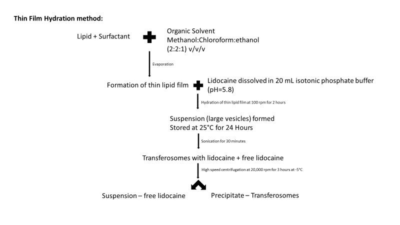 A flow chart of the thin film hydration method used to configure this transdermal DMSO solution. 